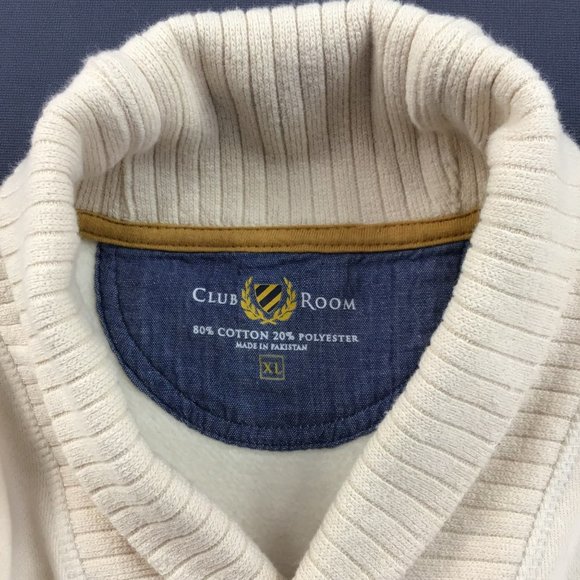 Club room Mens sweatshirt crew neck XL off white shawl knit collar elbow patch - Picture 9 of 12